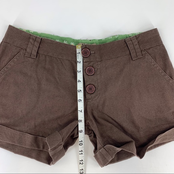 Billabong Brown Linen Blend Button Front Cuffed Shorts, 7 - Picture 10 of 15